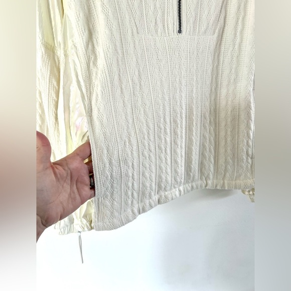 Free People‎ Movement Sweetest Pullover Cream Iridescent Hooded Half Zip Small
